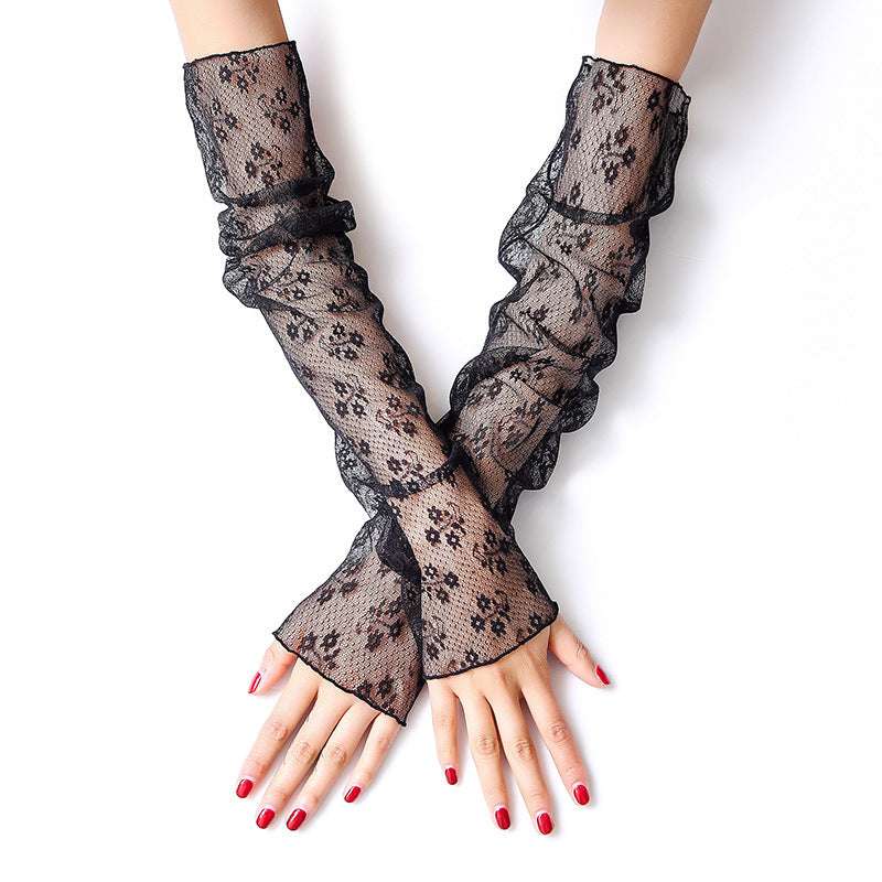 Summer Ice Silk Sleeves Women's Lace Driving Thin Arm Guards