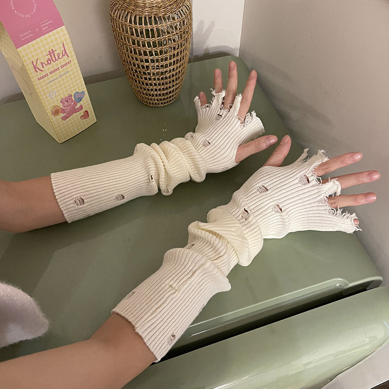 Women's Knitted Long Dopamine Multi-color Gloves