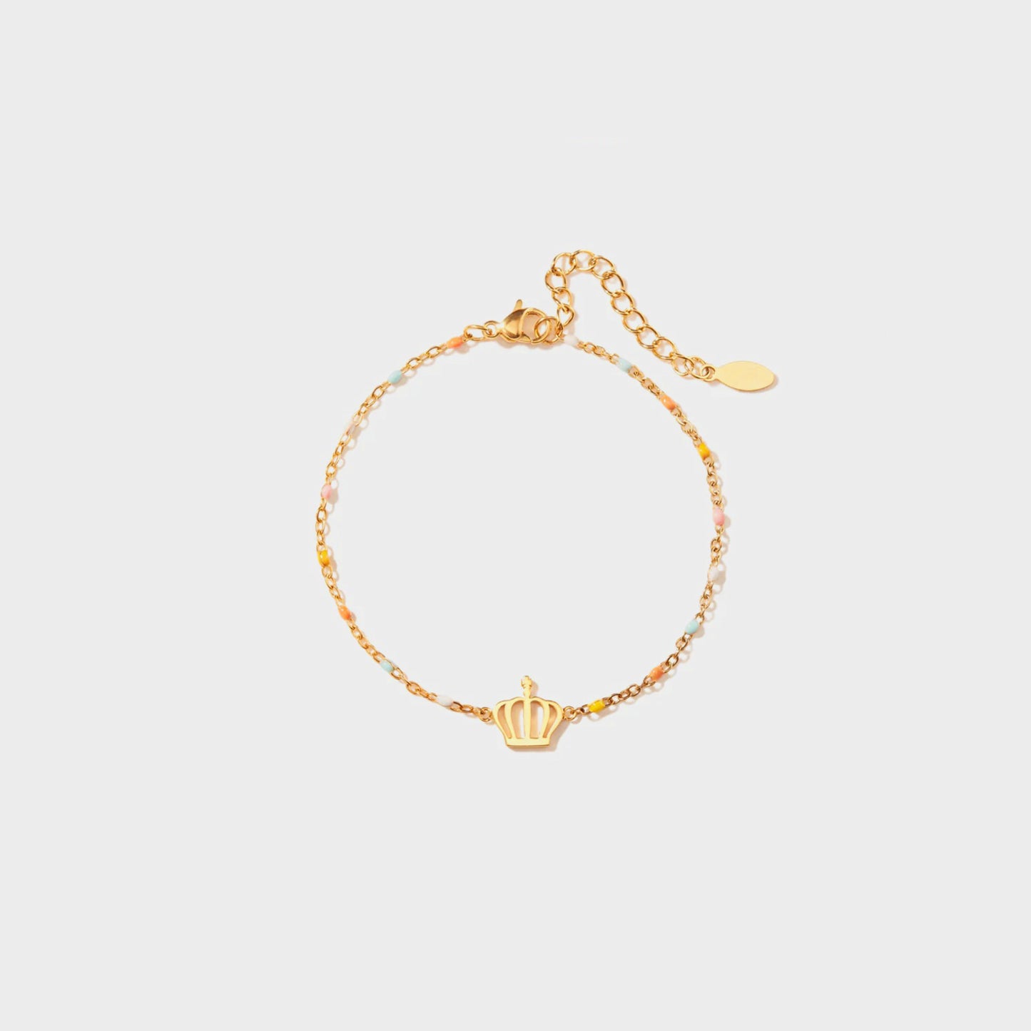 Crown Shape Gold-Plated Bead Bracelet