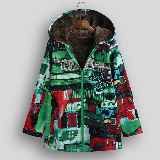 Versear Ethnic Women Jacket Colorful Graffiti Print Faux