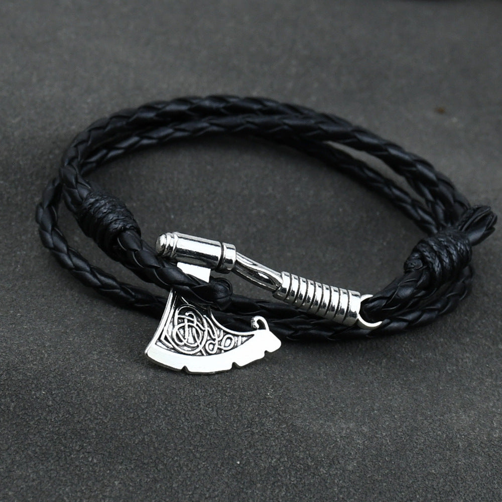Ax Wrap Anchor Viking Leather Bracelet