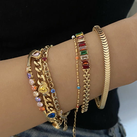 Design Sense Wheat Chain Stitching Zircon Bracelet
