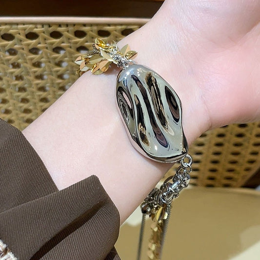 French Minority Design Smart Irregular Gold And Silver Two-tone Wheat Tassel Bracelet
