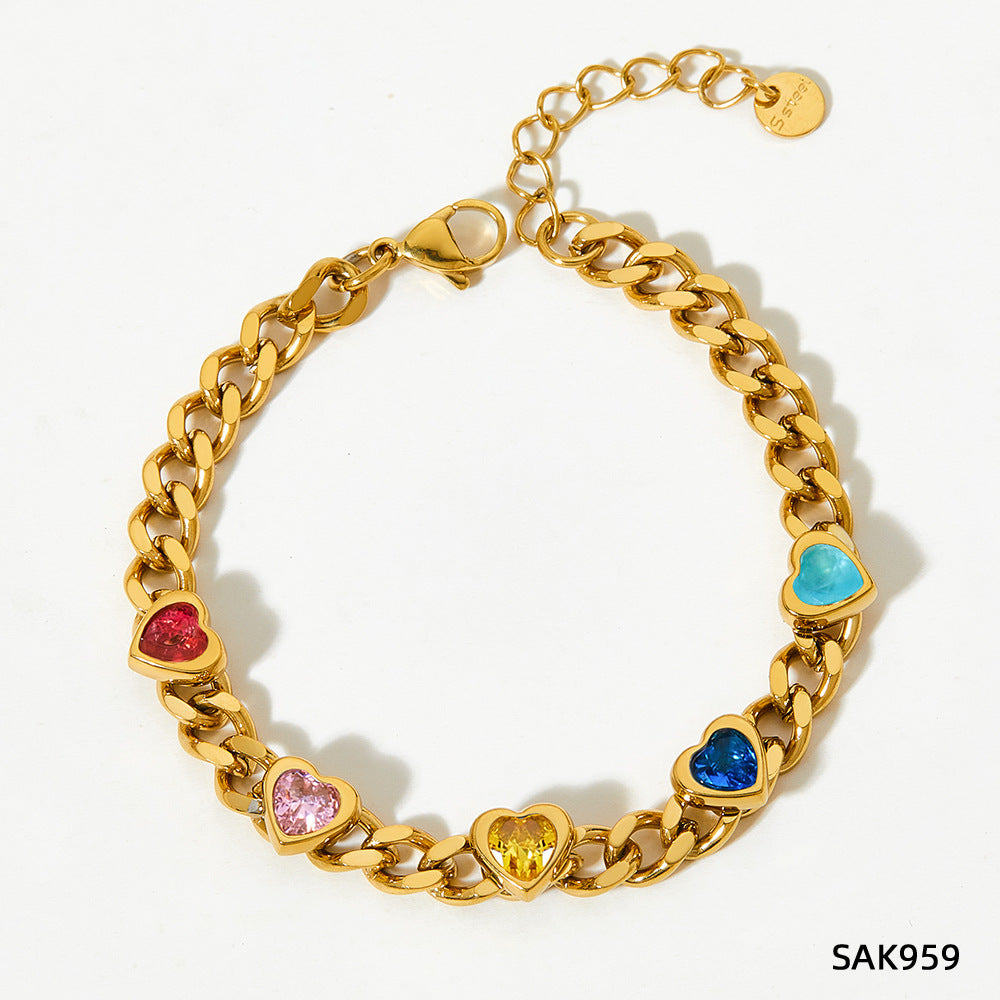 Design Sense Wheat Chain Stitching Zircon Bracelet