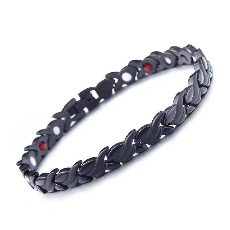 European And American Leaves Women's Titanium Steel Germanium Magnet Health Bracelet