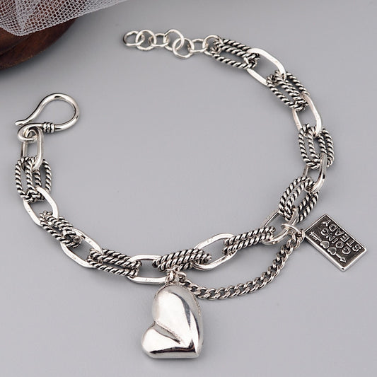 Personality Retro Asymmetric Love Bracelet Female